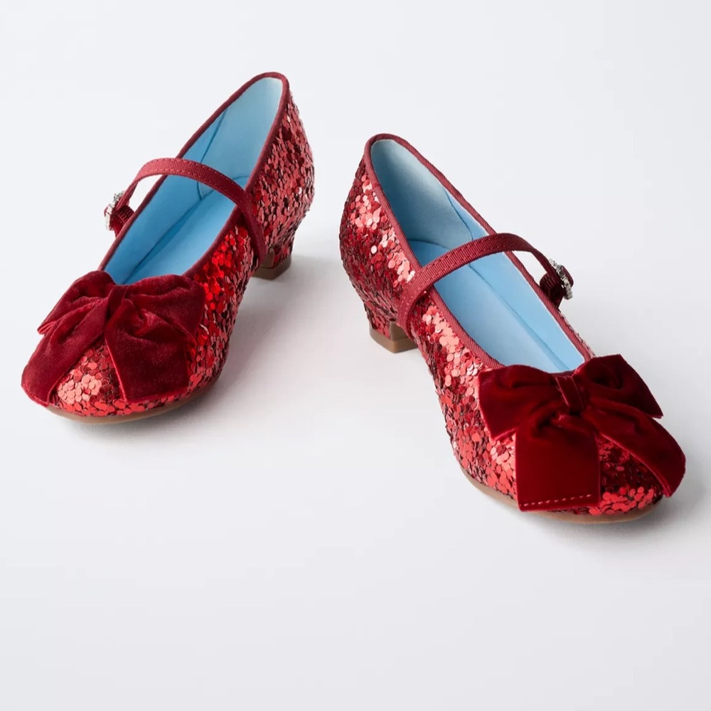 Zara Red Sequin Bow Mary Jane Dress Shoes for Kids